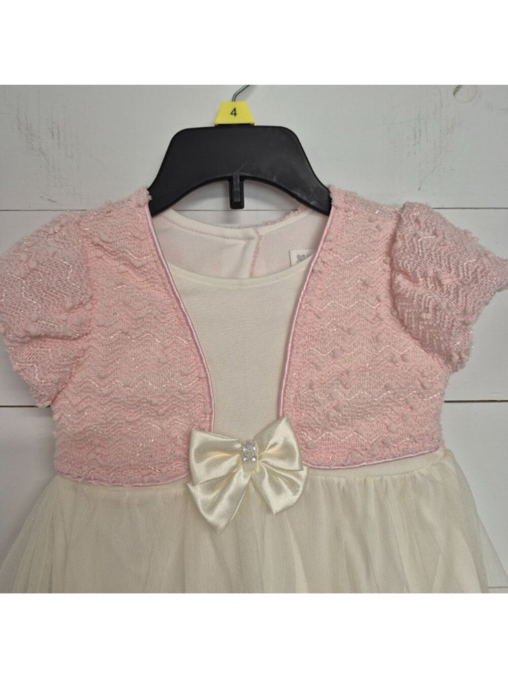 Nannette Baby Girls 24M Pink & Ivory Dress With Floral Rosette Skirt - Picture 2 of 6
